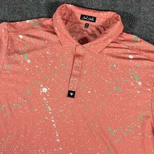 Bad Birdie Golf Polo Shirt SS Mens 3XL (Fits XL) Pink Paint Splatter Performance